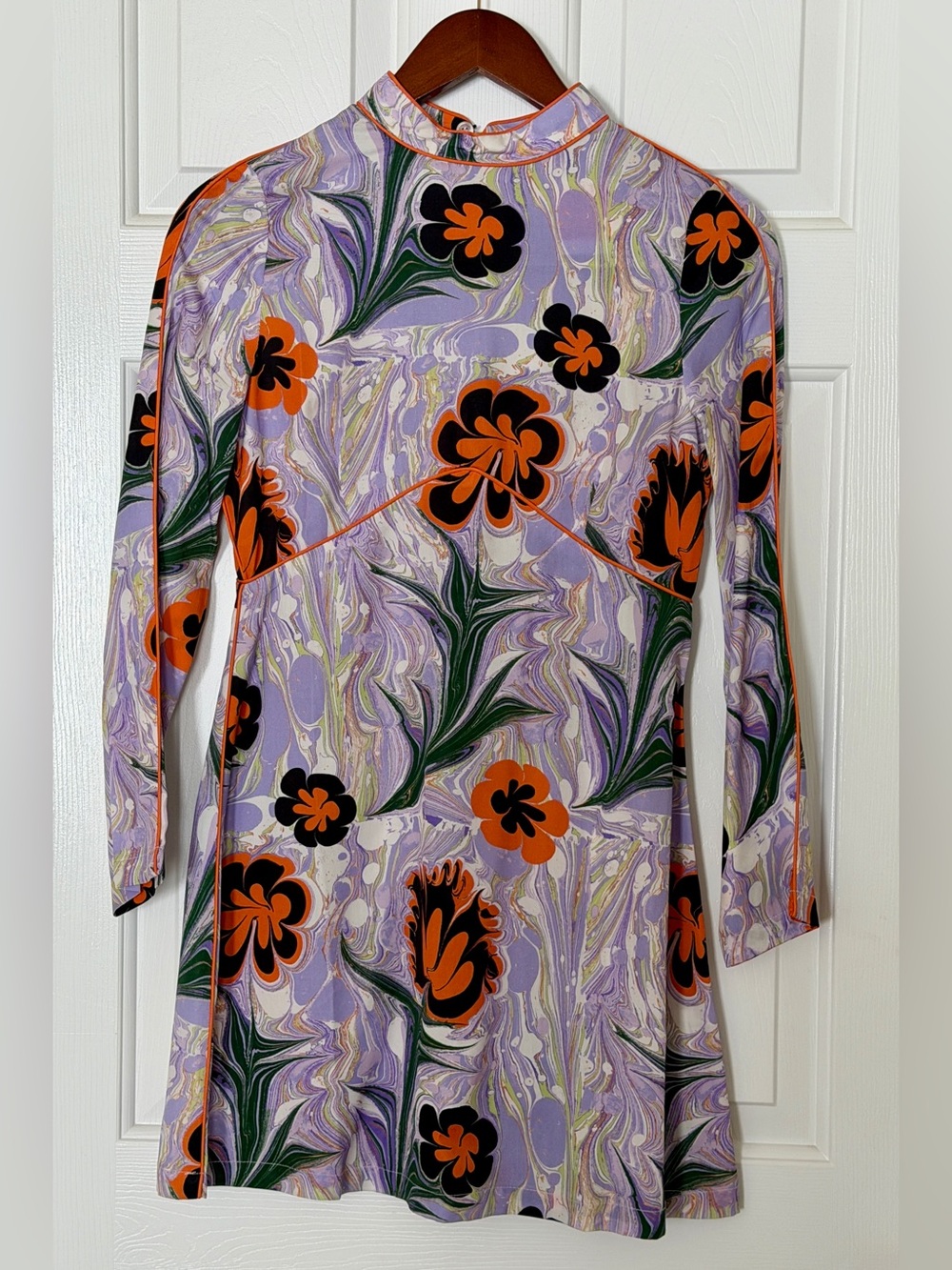 Untitled in Motion Floral Mini Dress XS Tencel Mock Neck Retro Mod NWT Summer - Picture 3 of 13